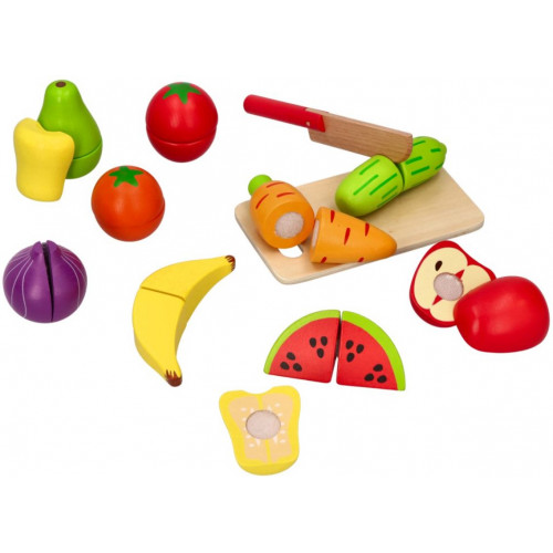 Zelenina a ovocie na krájanie v debničke Adam Toys - 13 ks