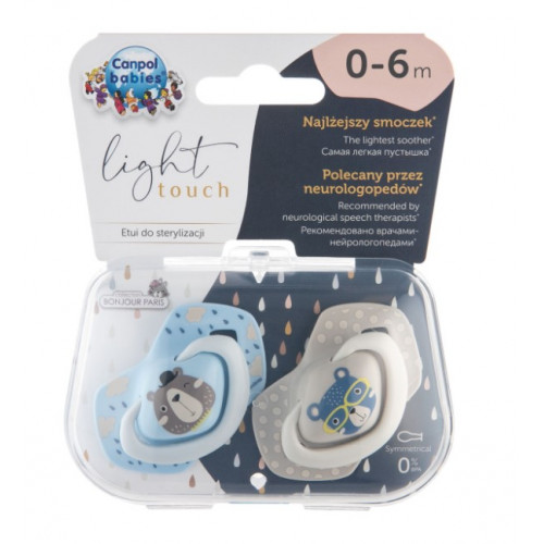 Canpol Babies 2 ks symetrických silikónových cumlíkov, 0-6m, Bonjour Paris, sivá/modrá
