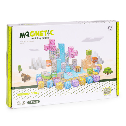 Magnetické konštrukčné kocky pre deti, súprava 112 ks