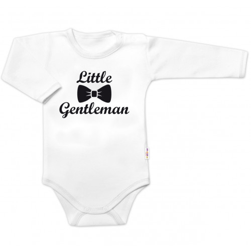 Body dl. rukáv Little Gentleman, bavlna Baby Nellys, bielo/čierne, veľ. 80