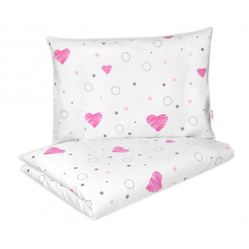 Bavlnené obliečky, 2D 140x200/70x90, I love Girl, Baby Nellys, ružová/biela