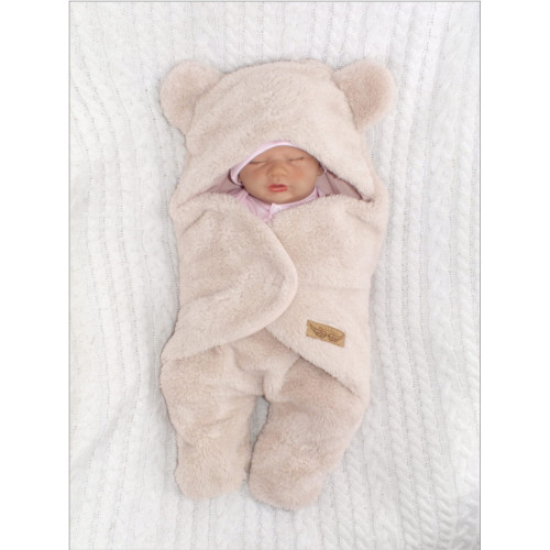 Chlpáčková zavinovačka s kapucňou a nožičkami, Z&Z Medvedík, púdrovo ružová