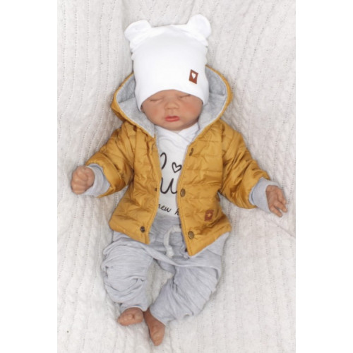 Z&Z Prechodová prešívaná bundička s kapucňou - horčicová