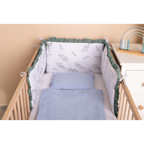 Mantinel do postieľky, mušelín 180x40cm (3x60x40cm) - Lúka, khaki