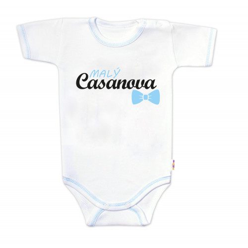 Body krátky rukáv s vtipným textom Baby Nellys, Malý Casanova, chalan, veľ. 62