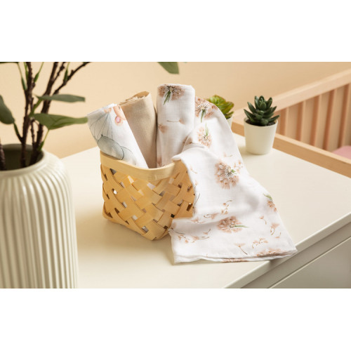 Mušelínové mäkké plienky LUX, 3ks, Bear, biela/béžová