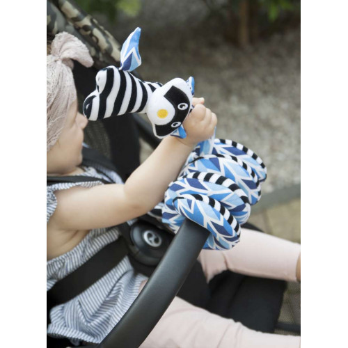 Hencz Toys Edukačná hračka Hencz s hrkálkou a zrkadlom, ShopHop - špirálka - modrá