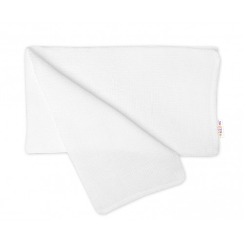 Zimní čepice na zavazování s bambulky + šál, Baby Nellys - bílá