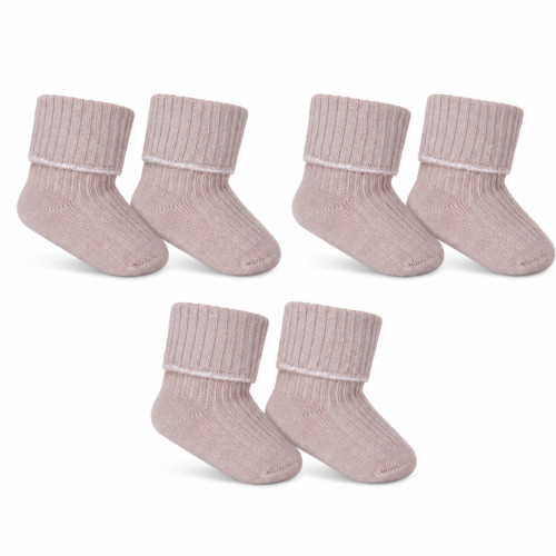 Dojčenské ponožky, sada 3 páry, béžové, 3-6m