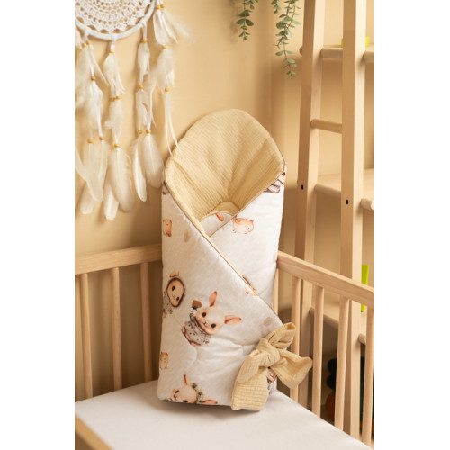 Zavinovačka pre bábätko, mušelín, bavlna - Králičkovia, béžová