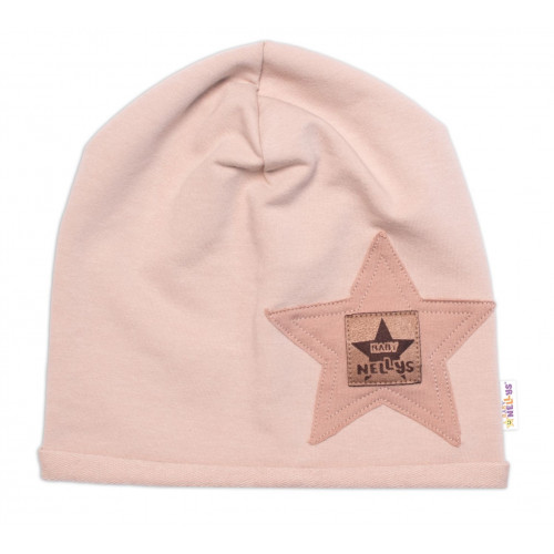 Detská čiapka bavlna, Baby Star, Baby Nellys, béžová, veľ. 104/134