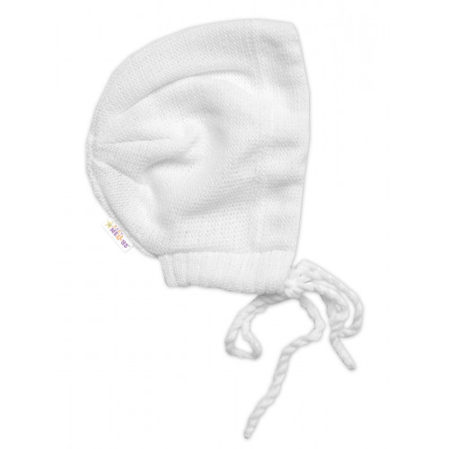 Pletená čiapočka na zaväzovanie bonetka Boy, Hand Made Baby Nellys, biela, veľ. 68/74