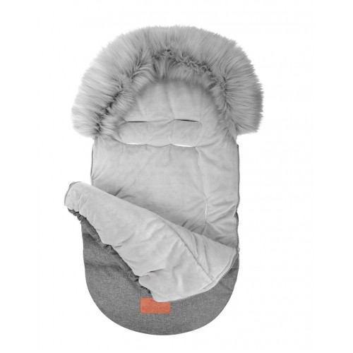 Detský zimný fusak s kožušinkou 90 x 50 cm, nepremokavý, šedý