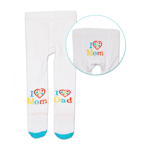 Bavlnené pančucháče Baby Nellys ® -  I love Mom, I love Dad - bielé, 92/98
