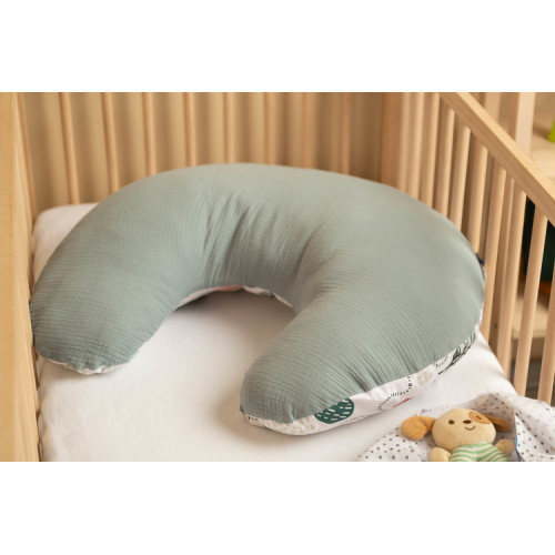 Dojčiaci vankúš, podkova, mušelín, bavlna - Ježko Toník, zelený