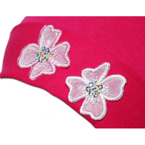 Bavlnená čiapočka Kvetinky Baby Nellys ® - sýto ružová