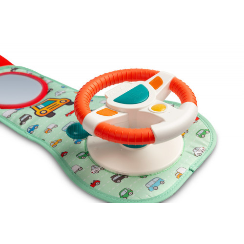 Závesná edukačná hračka s volantom - zelená, oranžová