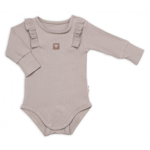 Rebrovaná rastúca súprava 3D, Baby Girl - taupe, veľ. 68/74