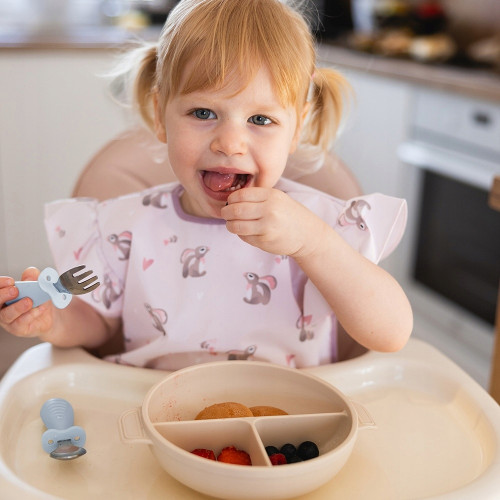Detské príbory z nerezovej ocele - modré