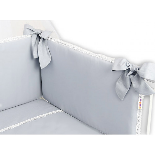 Baby Nellys Luxusní 3-dielna sada Mantinel s obliečkami Royal Baby  - sivý