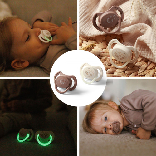 Cumlík silikónový, symertický tvar, 18m +, 2 ks - Nature