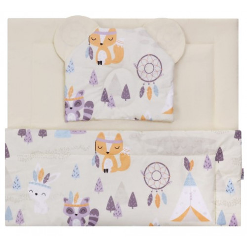 Bavlnená dečka s vankúšikom 2D sada, Indián, béžová