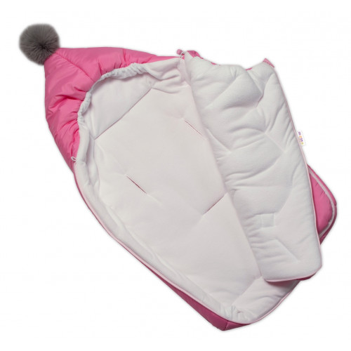 Detský fusak Baby Nellys s kapucňou a kožušinovým brmbolcom, ružový