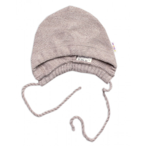 Pletená čiapočka na zaväzovanie bonetka Boy, Hand Made Baby Nellys, bežová, veľ. 68/74