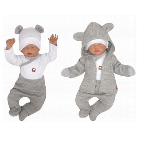 5-dielna kojenecká súpravička do pôrodnice - šedá, biela, veľ. 62