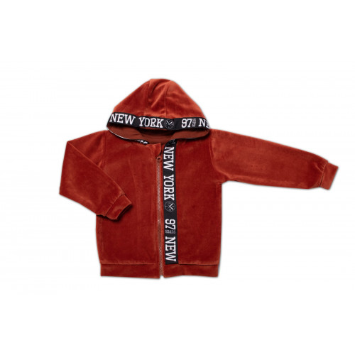 Mamatti Detská tepláková súprava Velvet zapínanie na zip, Fox, hnedá, veľ. 62