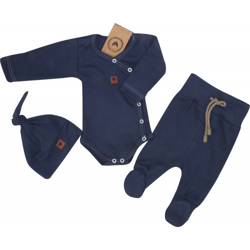 Z & Z 3-dielna súpravička body, polodupačky s povrázkom a čiapočka - granátová, veľ. 62