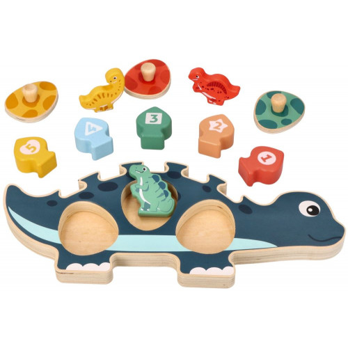 Edukačná hračka puzzle s číslami, Adam Toys , Dinosaurus mamička - modrý