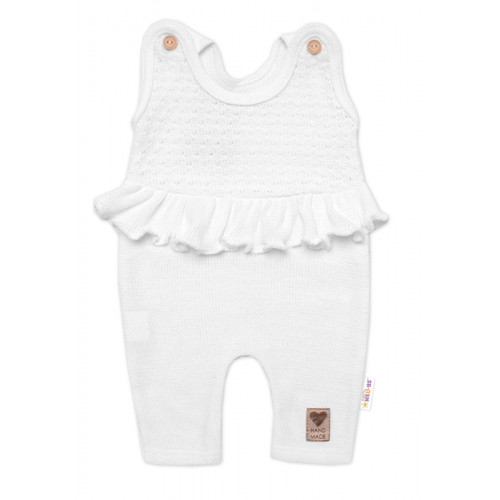 Pletené láclové nohavice Girl s volánikom, Baby Nellys, biele, veľ. 74