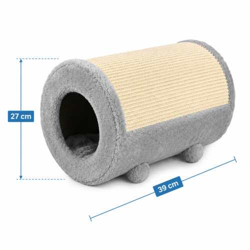 Škrabadlo pre mačky 3v1 s pelechom a sisalom, hrací valec O 27 × 39 cm