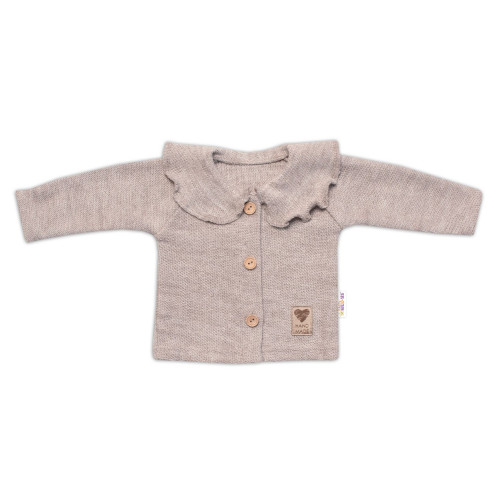 Pletený svetrík s volánikom Girl, Baby Nellys, béžový, veľ. 68