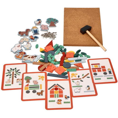Drevená zatĺkačka hra + šablóny, Farma
