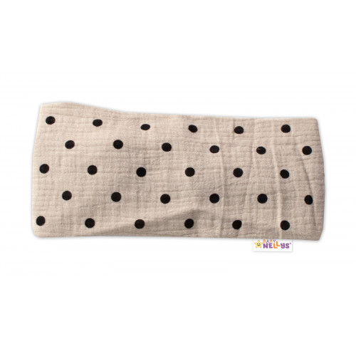 Letná čelenka, bandana, mušelín, Bodka, Baby Nellys - cappuccino, veľ. 104/110
