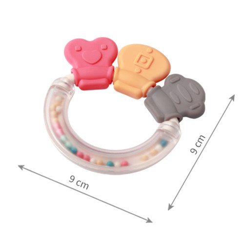 Hrkálka, hryzátko pre bábätko s guličkami, Kľúče - pastel