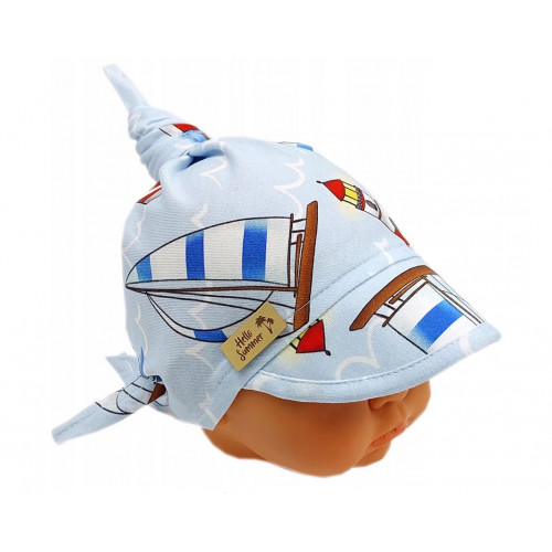 Detská bavlnená šatka so šiltom na zaväzovanie, Premium Baby Nellys, lode