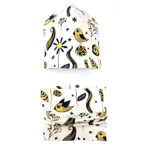 BEXA Jarná čiapka + komín, Bird, granát, veľ. 110