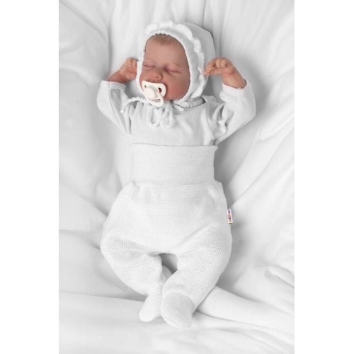 Pletené dojčenské polodupačky Hand Made, Baby Nellys, biele, veľ. 62