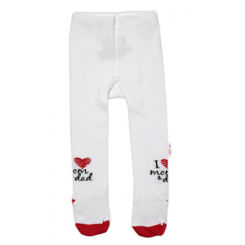Baby Nellys Bavlnené pančucháče I love mom & dad - červené