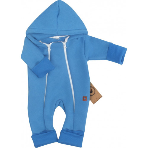 Z&Z Detský teplákový dvojvrstvový rastúci overálok s kapucňou, modrý, veľ. 80