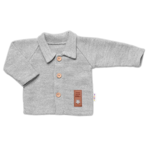 Pletený svetrík s gombíkmi Boy, Baby Nellys, sivý