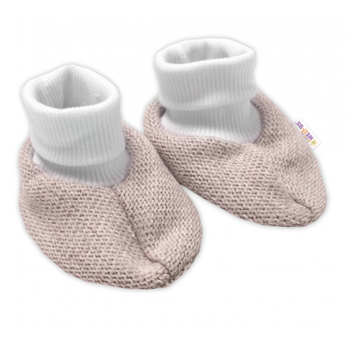 3-dielna súprava Hand made, pletený kabátik, kalhoty a topánky, béžová, veľ.68