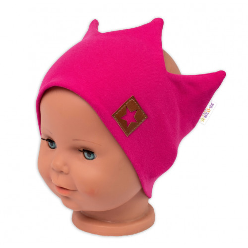Dvojvrstvová čelenka, Hand Made, bavlna, Korunka STAR - malinová, 80/98