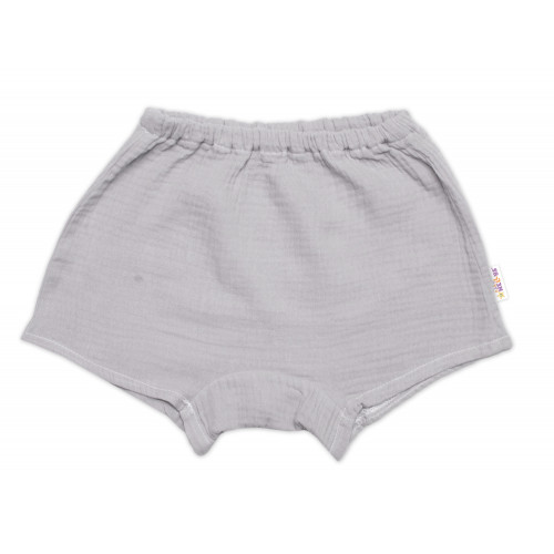 Detská letná mušelínová 2D sada tričko kr. rukáv + kraťasy, sivé