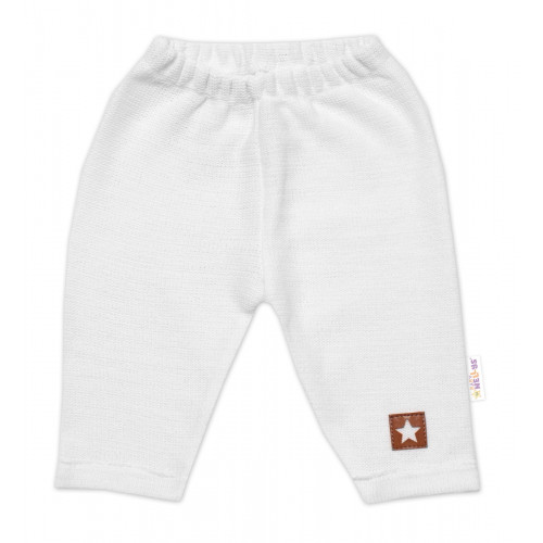 Pletené nohavice Hand Made Boy, Baby Nellys, biele, veľ. 74