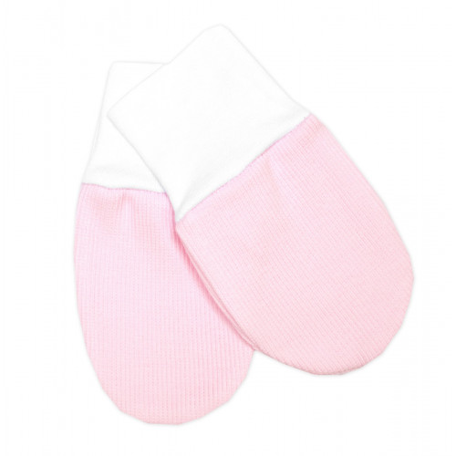 Rebrovaná sada, Star 5D, body, polodupačky, kabátik, čiapka, rukavice - rúžová, biela