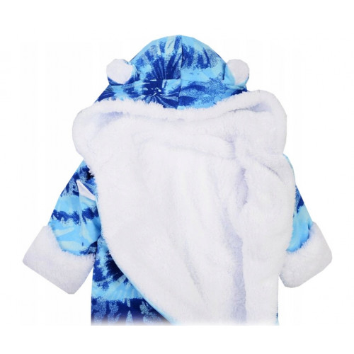 Oteplený dojčenský overal/kombinéza s kapucňou, Frosty, modrá/biela, veľ. 68